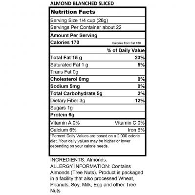 Torn & Glasser Blanched Sliced Natural Almonds 22oz 2