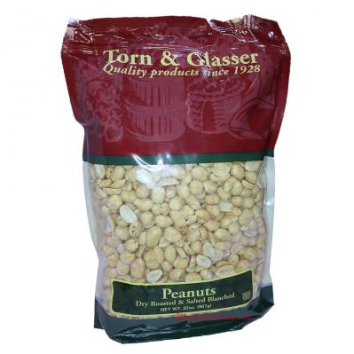 Torn & Glasser Peanuts Dry Roasted Salted Blanched 32oz