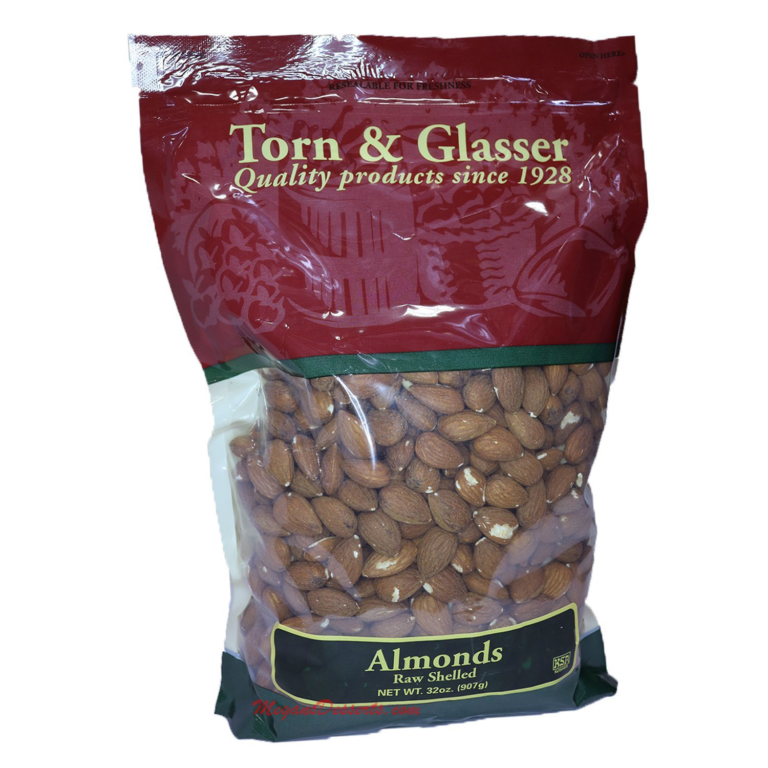 Torn & Glasser Raw Shelled Almonds 32oz Megans Desserts and Specialty