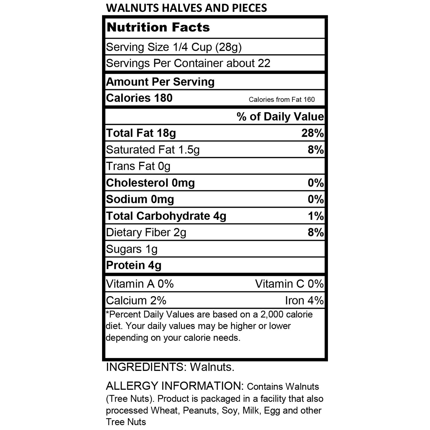 Walnut Halves Nutrition Facts
